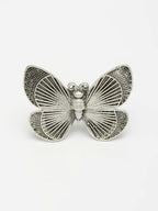 NVR Women's Silver-Toned Butterfly Shape Adjustable Finger Ring