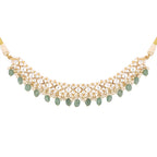 Nuyug 22K Gold Plated Royal Kundan Necklace with Green Stones