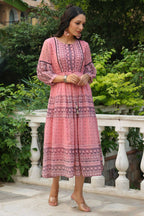 Juniper Women's Pink Printed Teired Dress - Distacart