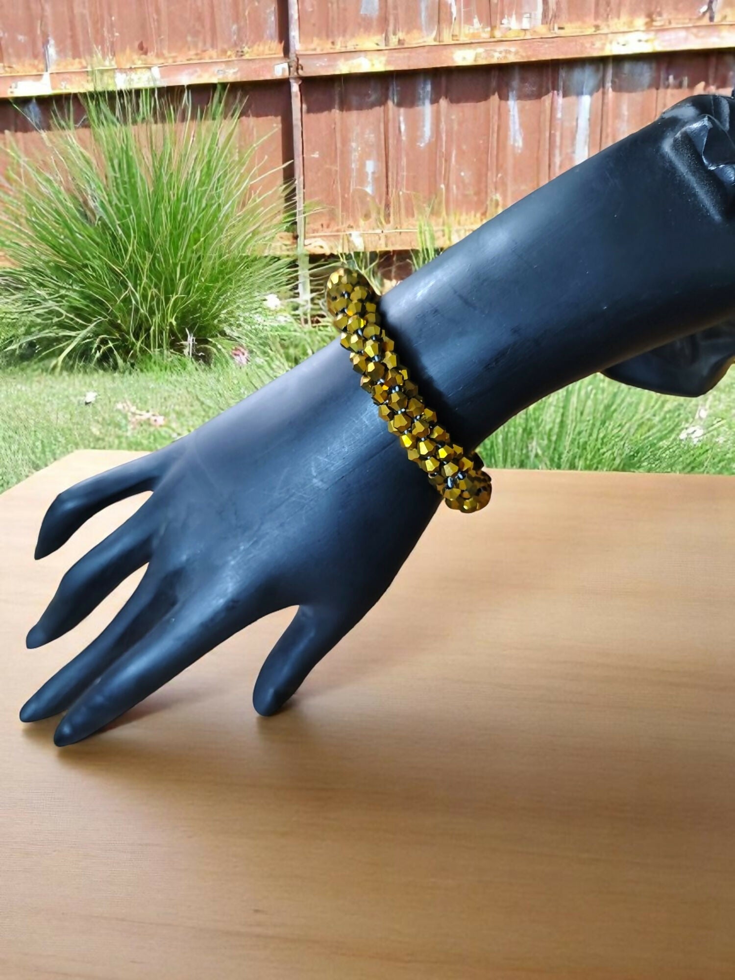 Inhanns Unisex Crystal Bloom – Adjustable Crystal Bead Bracelets - Golden - Distacart