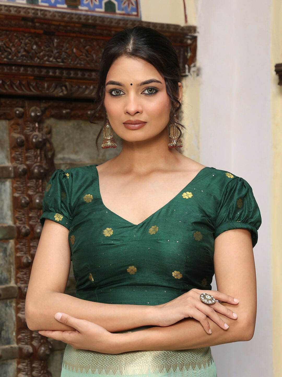 Shree Shyam Fashion Sea Green Cotton Saree - Distacart