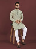 Anaita Green Embroidered Silk Straight Kurta