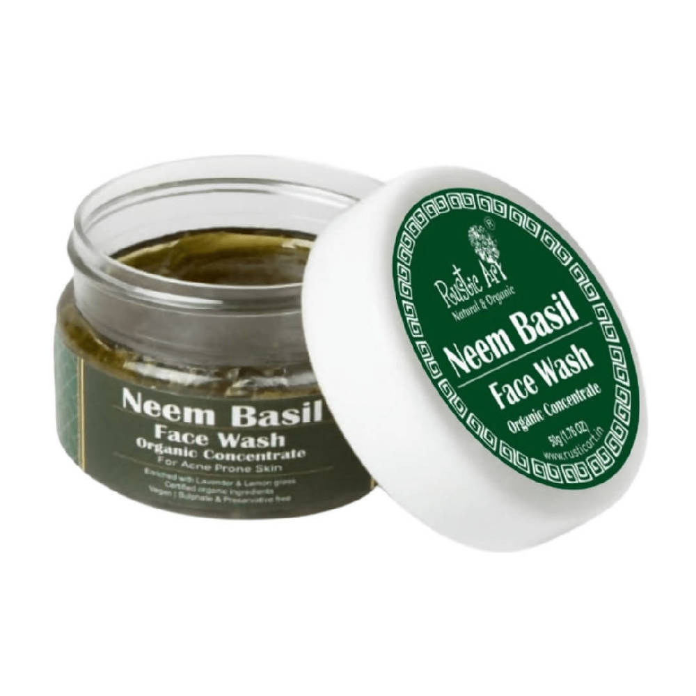 Rustic Art Neem Basil Face Wash Organic Concentrate - Distacart