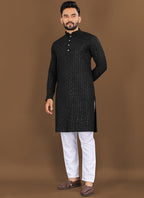 Prazu Fashion Black Rayon Embrodered Kurta With Pajama - Distacart
