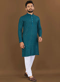 Prazu Fashion Royal Blue Rayon Embrodered Kurta With Pajama - Distacart