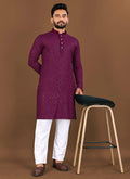 Prazu Fashion Wine Rayon Embrodered Kurta With Pajama - Distacart