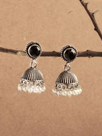 Mominos Fashion Johar Kamal Oxidised Stone Stud Jhumka
