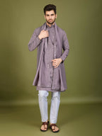 Vastranavya Dusty Peach Exclusive Festival Wear Viscose Silk Thread with Sequence Embroidered Work Kurta with Dupatta