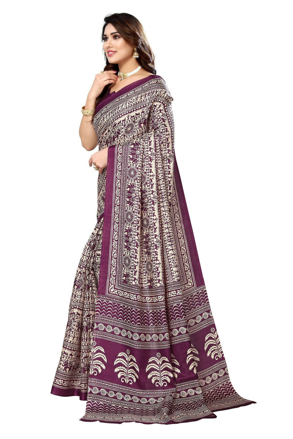 Vamika purple Printed Art Silk Saree