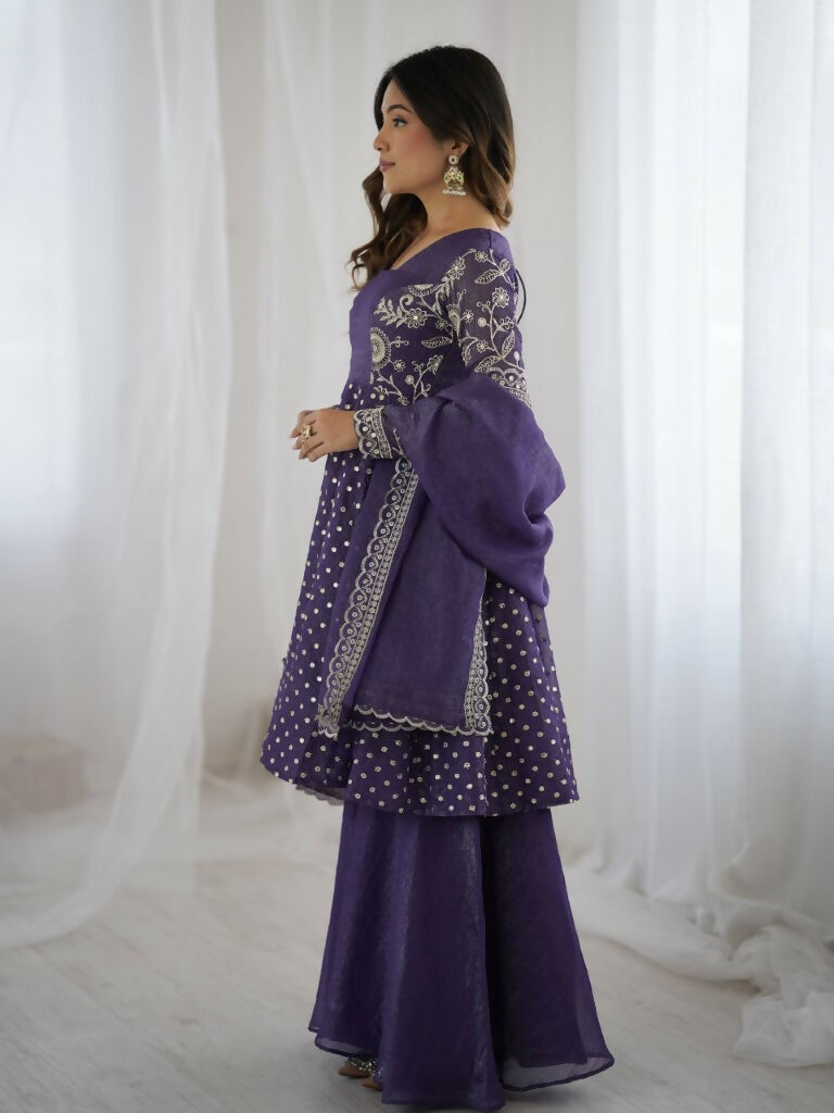 Teeya Creation Lavender Color Embroidery Work Wedding Wear Salwar Suit - Distacart