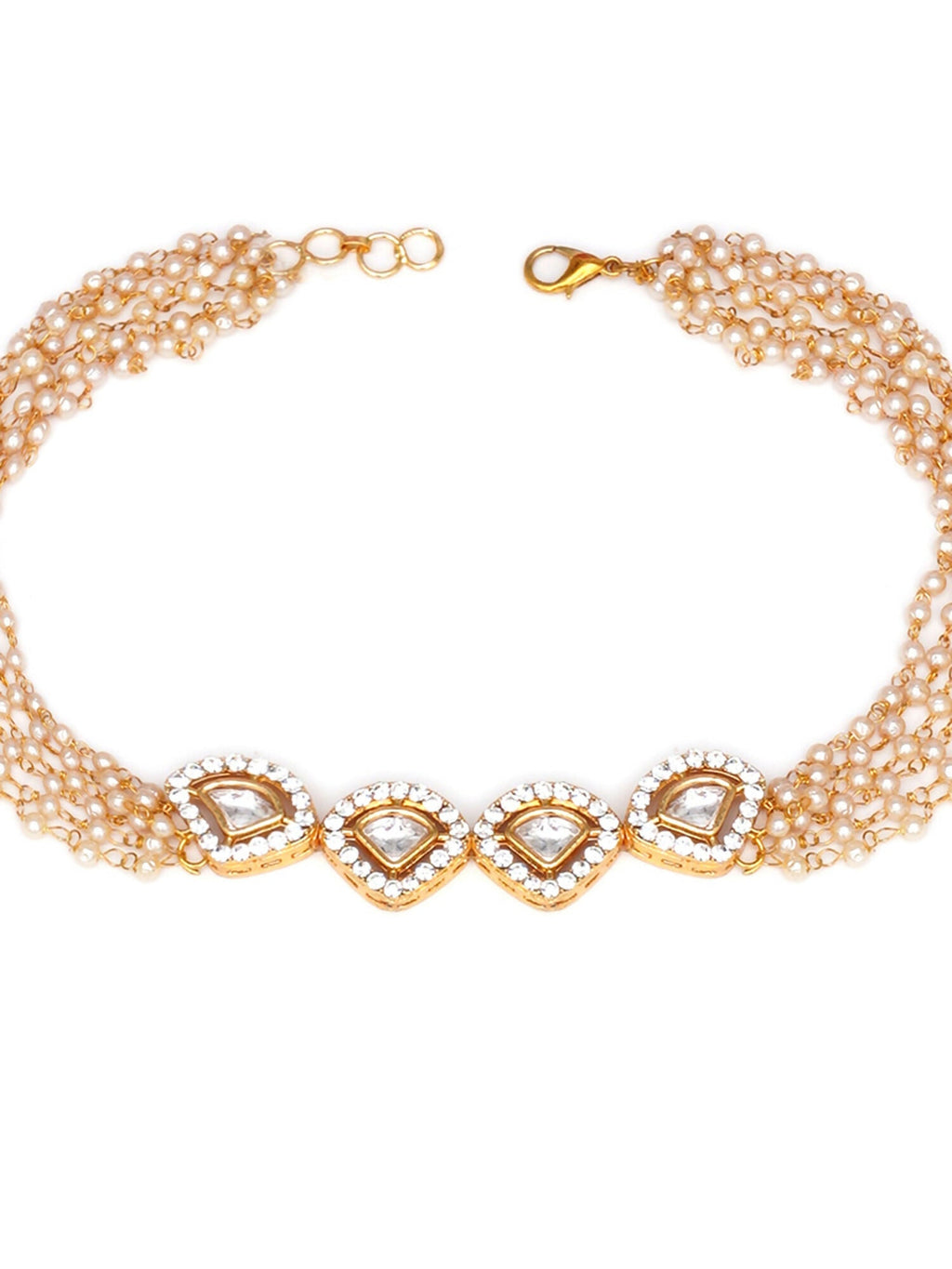 Kundan & Pearl Neckpiece (Gold) - Ruby Raang