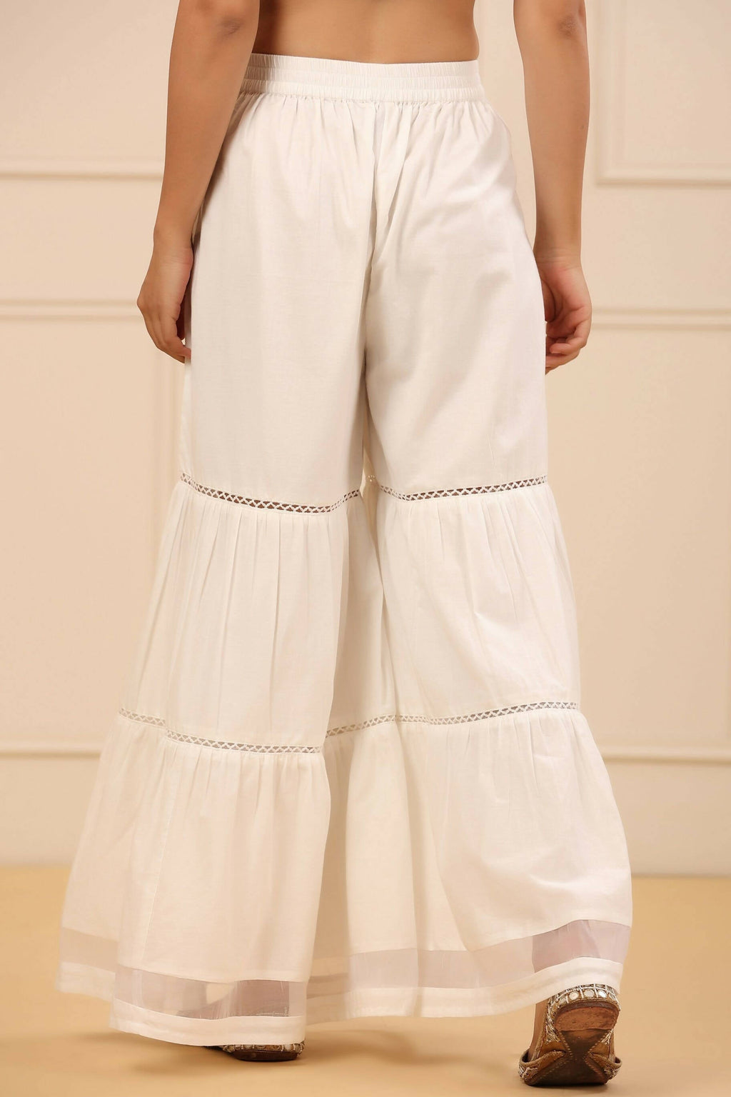 Juniper Women's White Cambric Tiered Sharara - Distacart