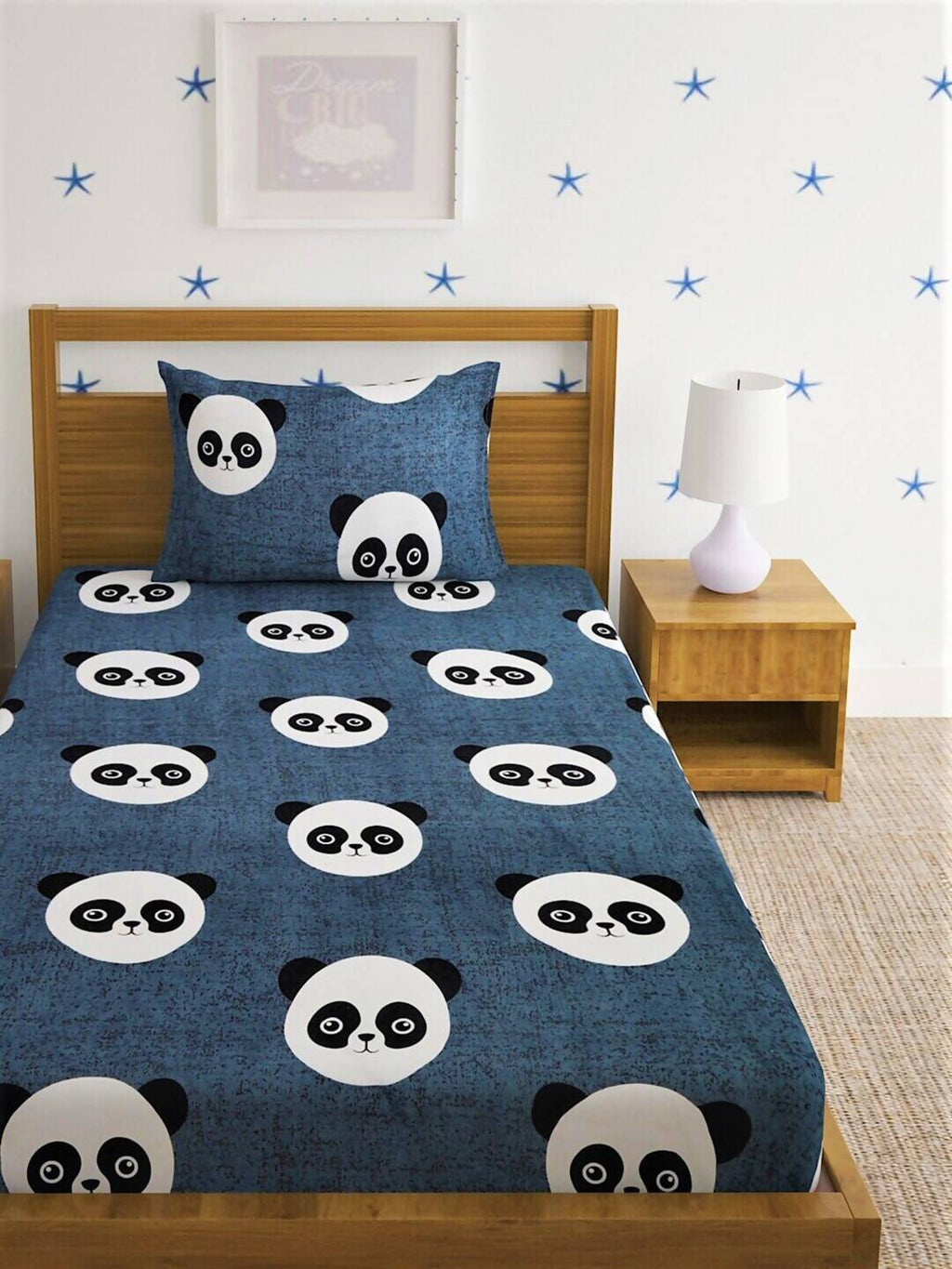 Home Sizzler Grey & White Graphic 144 TC Bedsheet with Pillow Covers - Distacart