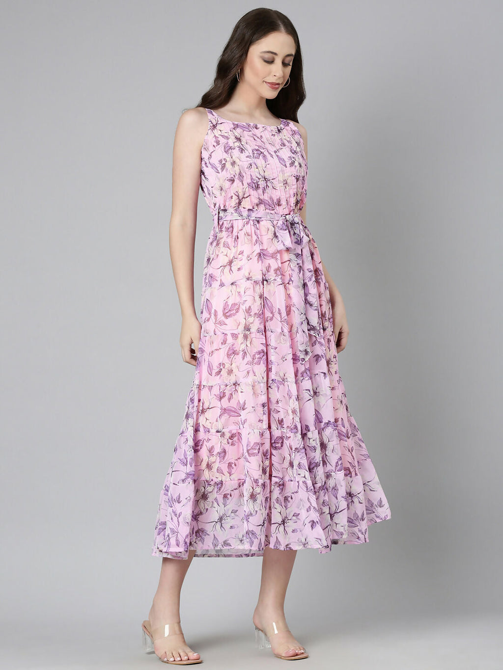 Souchii Floral Chiffon Dress