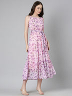 Souchii Floral Chiffon Dress