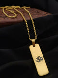 NVR Men Om Design Gold-Polished Rectangular Shape Pendant