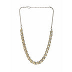 Leaf Shaped Neckpiece in Dual Tone Kundan and American Diamonds (Silver) - Ruby Raang