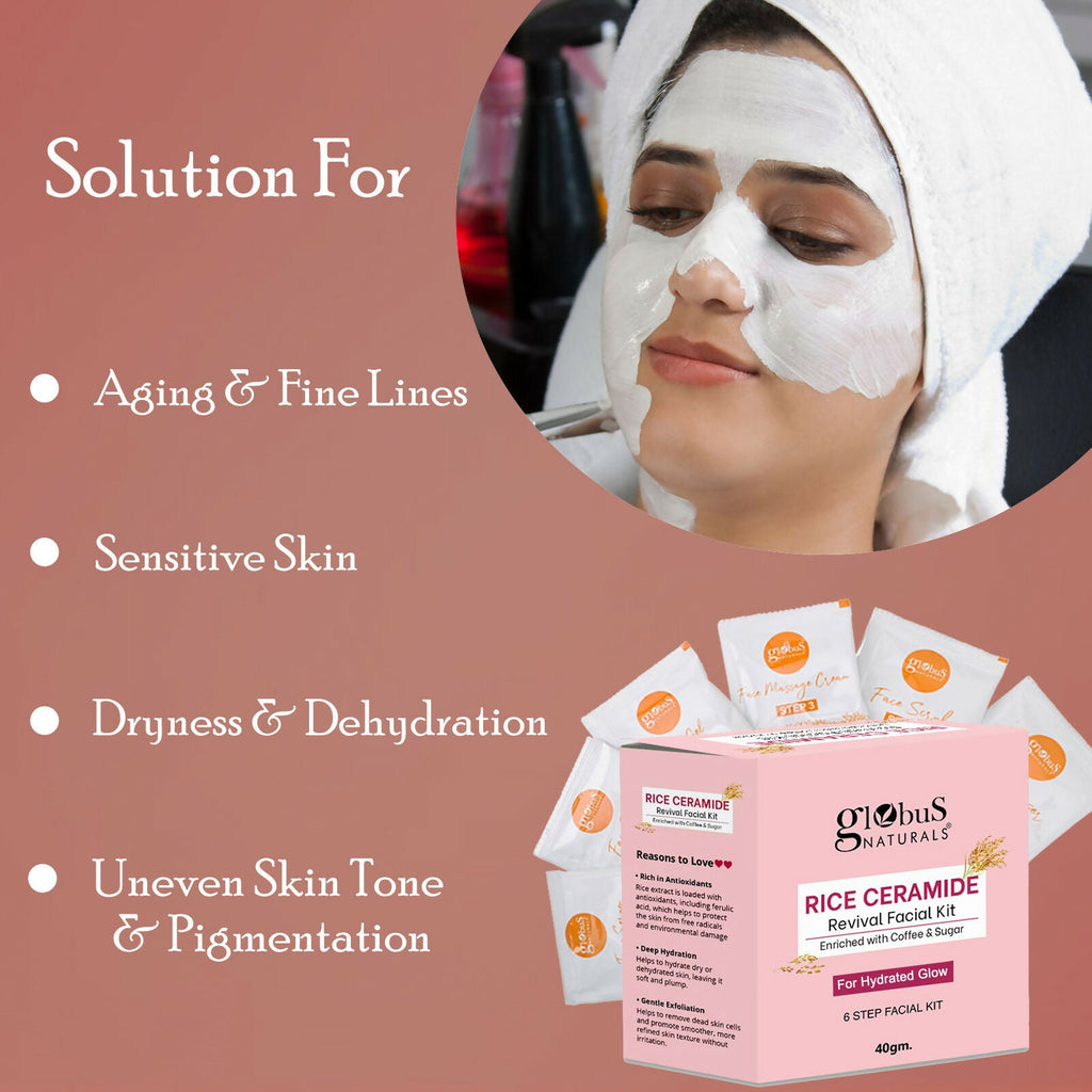 Globus Naturals Rice Ceramide 6 Step Facial Kit For Korean Glass Skin - Distacart