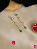 Ruby Raang Green Long Kundan Dangler Earrings - Distacart