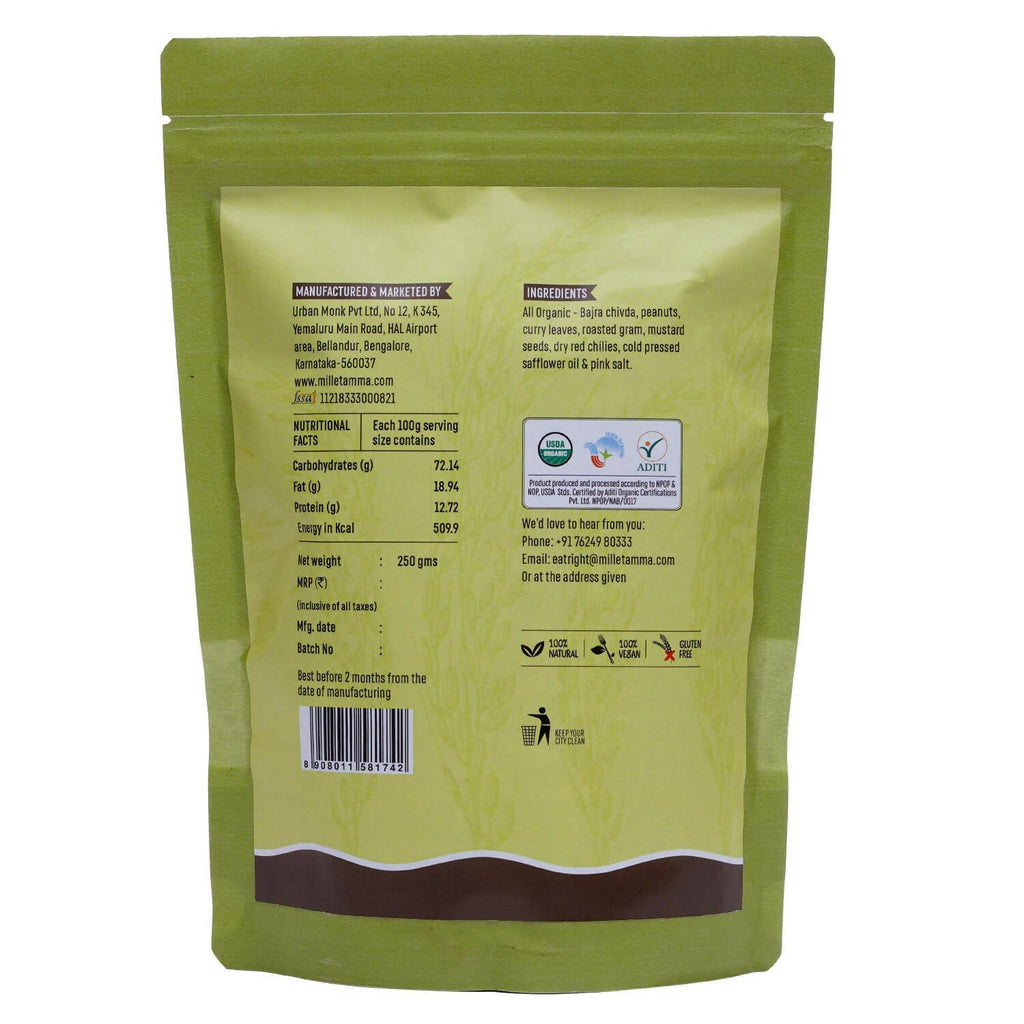 Millet Amma Organic Bajra Chivda Namkeen - Distacart