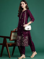 Indo Era Ethnic Motifs Embroidered Sequinned Kurta with Trousers - Distacart
