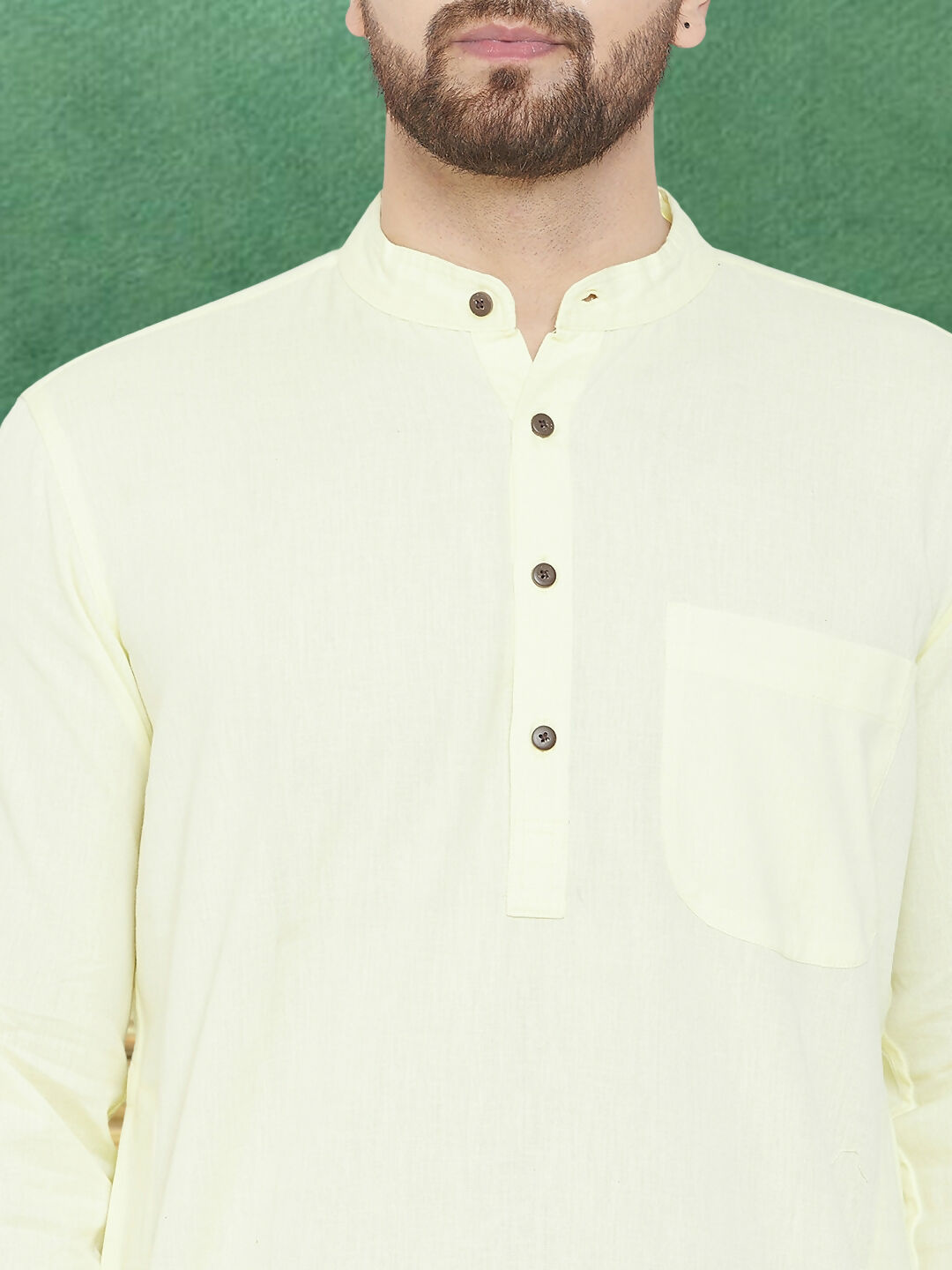 Even Apparels Men's Pure Cotton Yellow Kurta