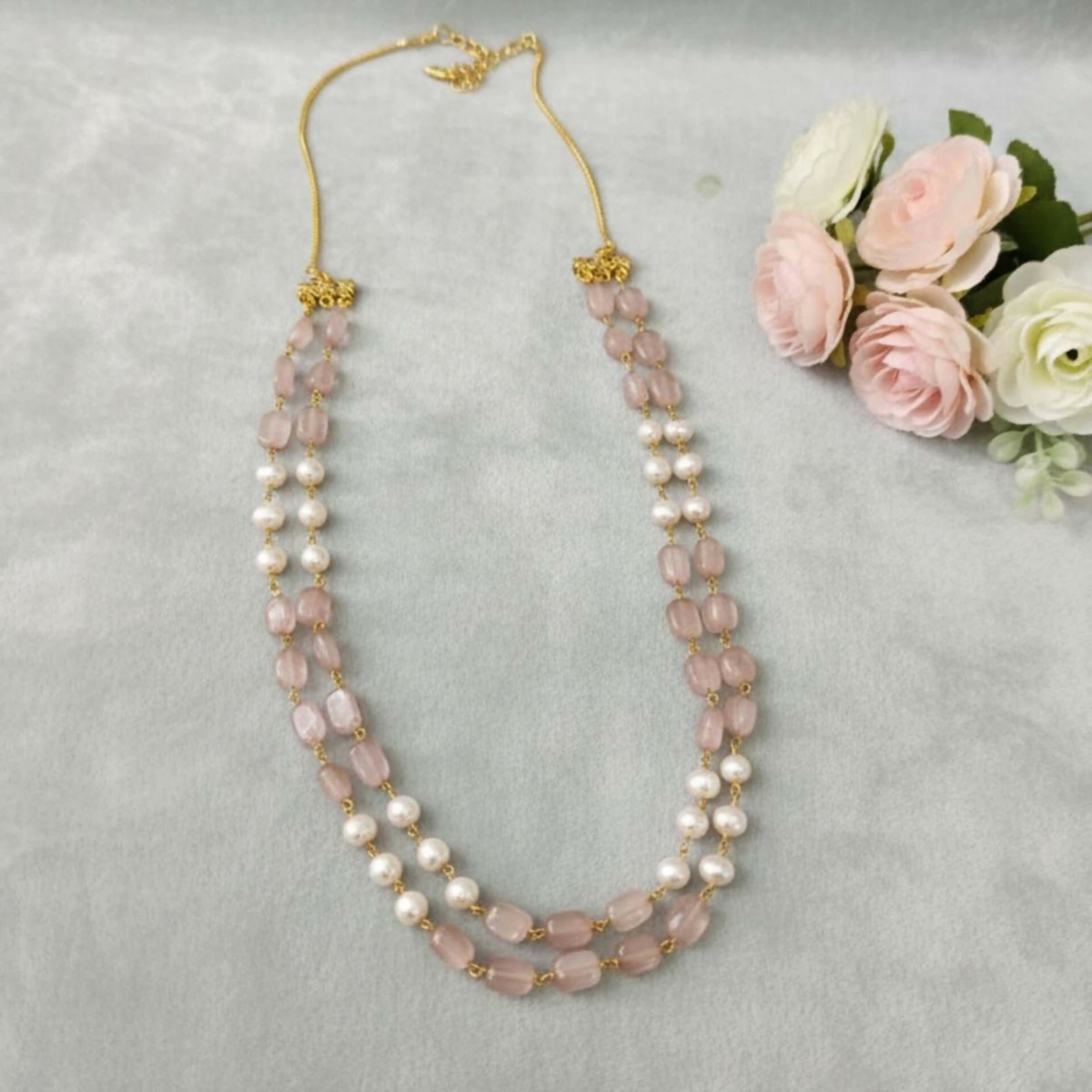 Joban Fashion Women Multi Fresh Water Pearl Necklace With Mauve Color Monolisa Beads - Distacart