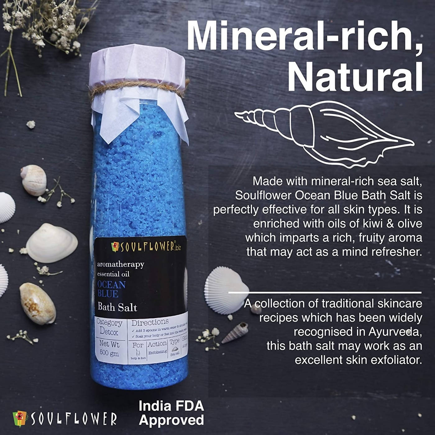 Soulflower Aromatherapy Essential Oil Ocean Blue Bath Salt