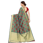 Vamika Banarasi Jaquard Rama Green Weaving Saree (Banarasi 23)