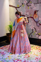 Partywear Designer Blue Pure Maslin Gown - Anbazaar - Distacart