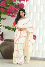 Beatitude Off White Cotton Handloom Saree