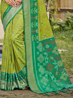 Shree Shyam Fashion Pochampalli Silk Light Green Saree - Distacart