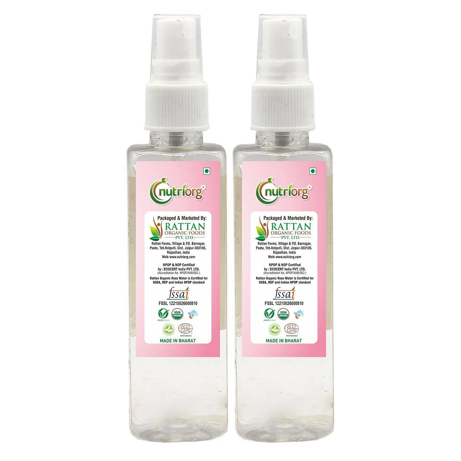 Nutriorg Certified Organic Rose Water