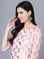 Myshka Women Pink Floral Printed Gotta Patti Georgette Kurta - Distacart