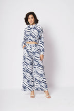 Blue Crepe Digital Printed Top With Matching Trouser - Shivani