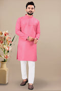 Neera Trendz Pink Cotton Blend Lining Work Men's Kurta With Pyjama