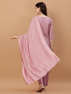 Embroidered Kurta With Pant And Dupatta Set, Multicolor - Hiral Fashion