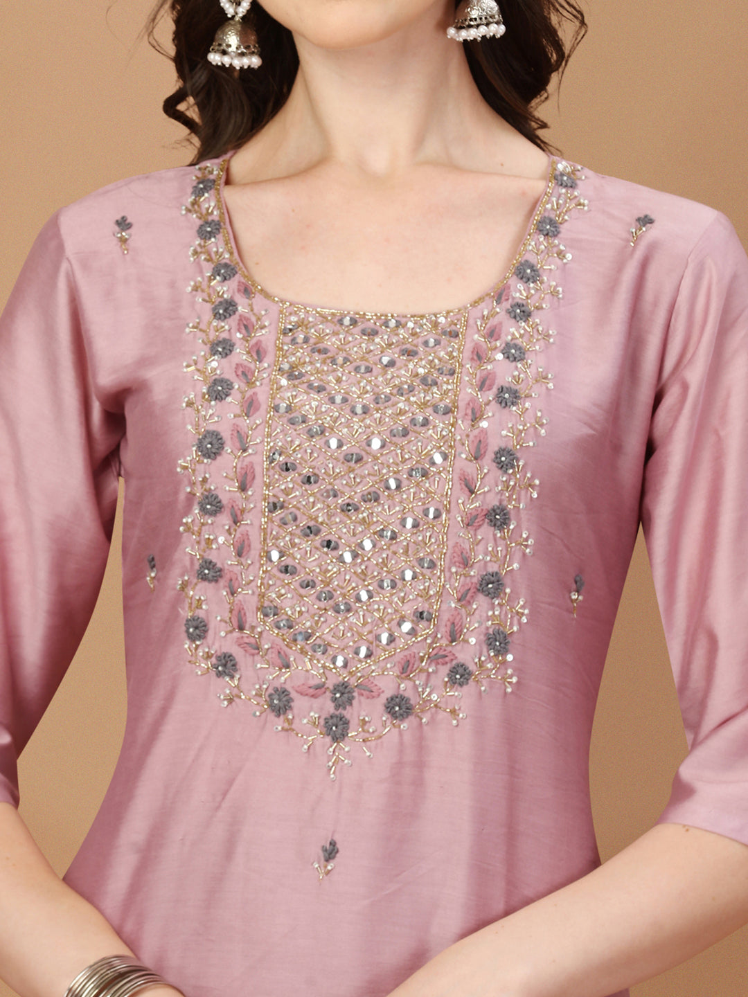 Embroidered Kurta With Pant And Dupatta Set, Multicolor - Hiral Fashion