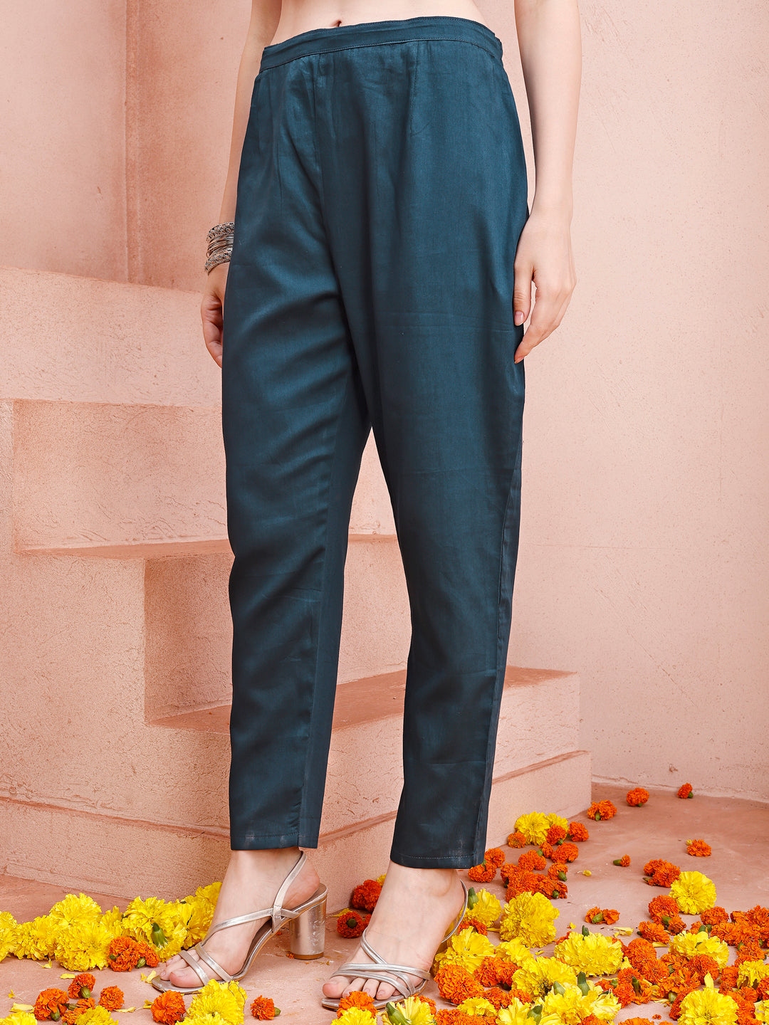 Hand Embroidered Kurta With Pant And Dupatta Set, Multicolor - Hiral Fashion - Distacart