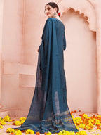 Hand Embroidered Kurta With Pant And Dupatta Set, Multicolor - Hiral Fashion - Distacart