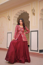 Prazu Fashion Maroon Vichitra Silk Lehenga With Blouse