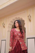 Prazu Fashion Maroon Vichitra Silk Lehenga With Blouse