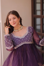 Prazu Fashion Purple Chiffon With Beads Embroidered Work Lehenga