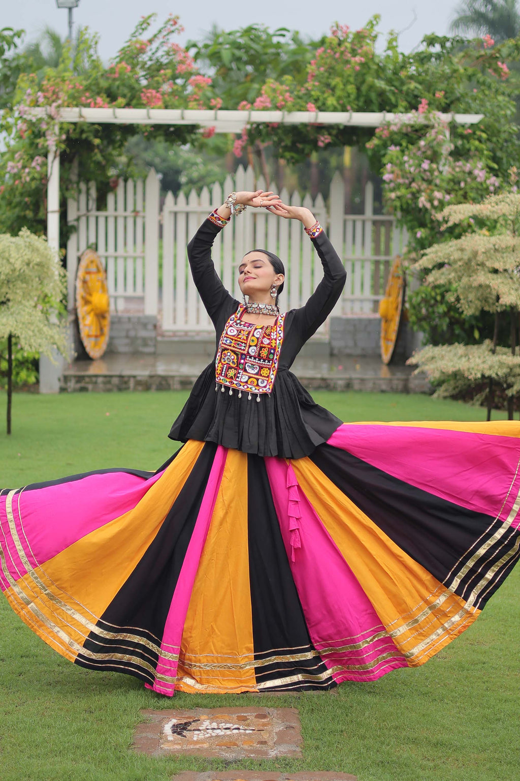 Lorenvalley Fashion Multicolor Rayon with Attractive Gota-Patti Lace Lehenga Choli