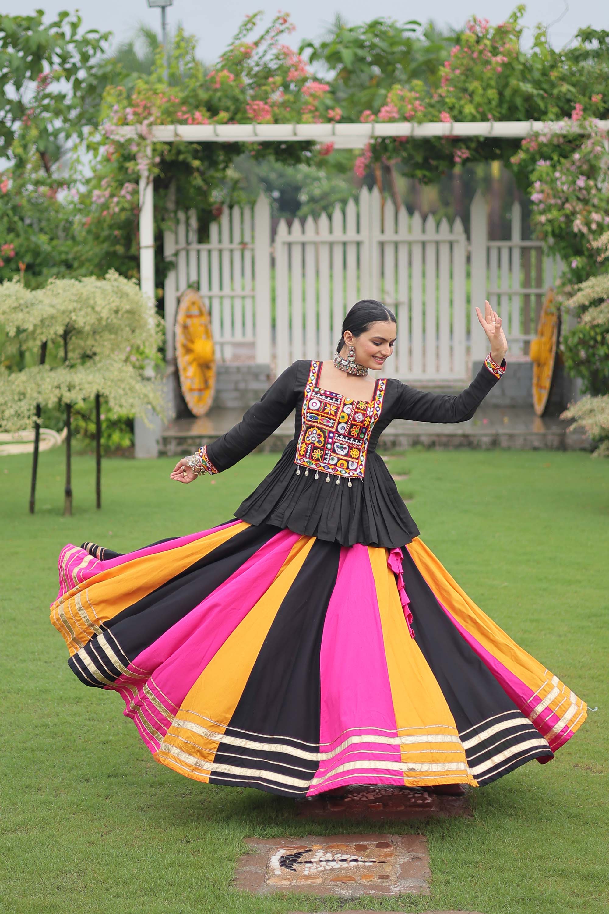 Lorenvalley Fashion Multicolor Rayon with Attractive Gota-Patti Lace Lehenga Choli