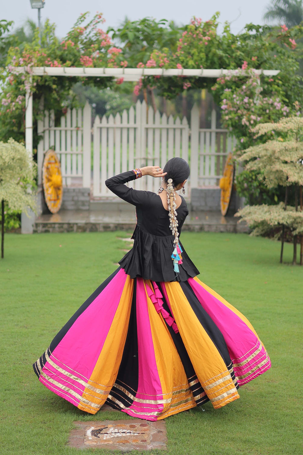 Lorenvalley Fashion Multicolor Rayon with Attractive Gota-Patti Lace Lehenga Choli