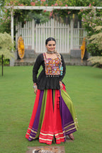 Lorenvalley Fashion Multicolor Rayon with Attractive Gota-Patti Lace Lehenga Choli