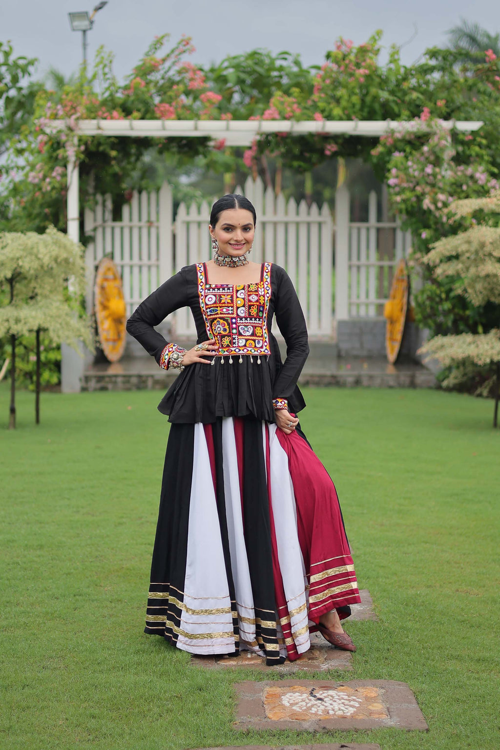 Lorenvalley Fashion Multicolor Rayon with Attractive Gota-Patti Lace Lehenga Choli