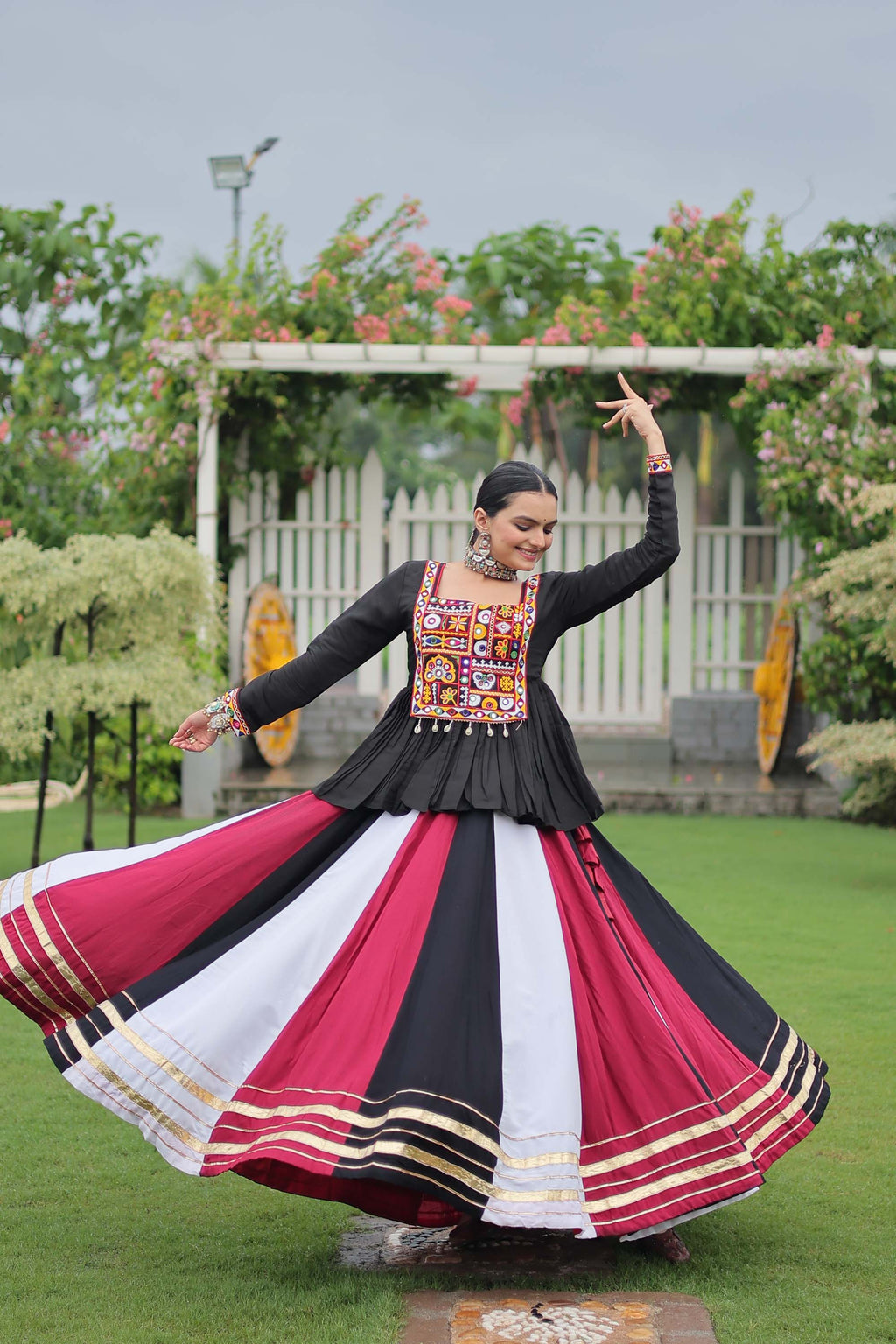 Lorenvalley Fashion Multicolor Rayon with Attractive Gota-Patti Lace Lehenga Choli