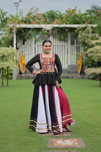 Prazu Fashion Black Reyon Attractive Gota-Patti Lace Lehenga With Top For Navaratri